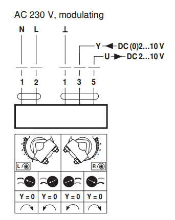 Схема электрического подключения Belimo TF230-SR